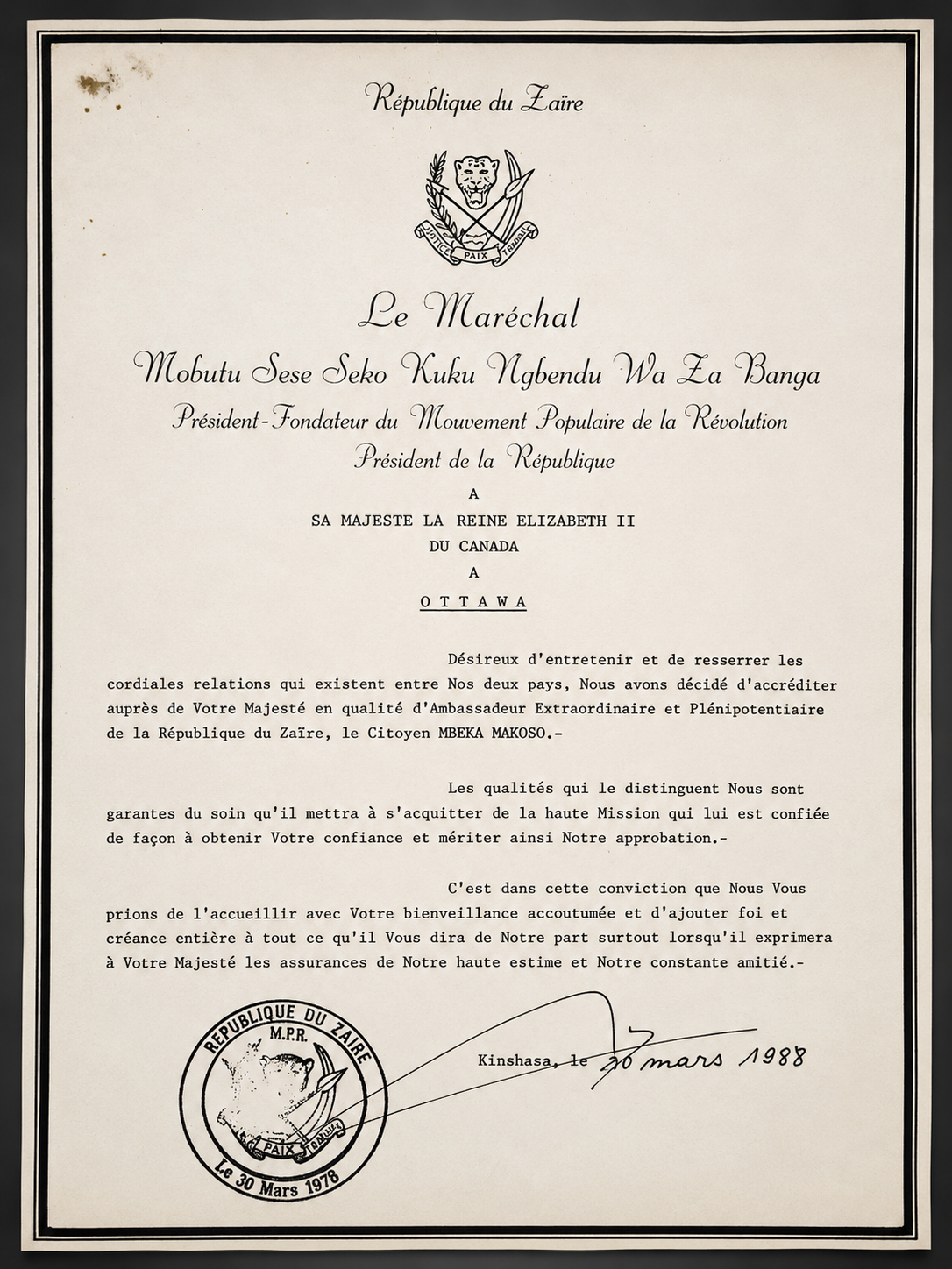 Lettre de créance
